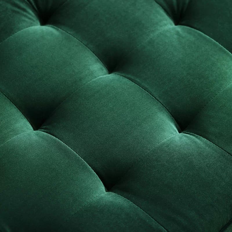 Mid-Century Modern 73'' Green Velvet Tufted Sofa with Wood Legs