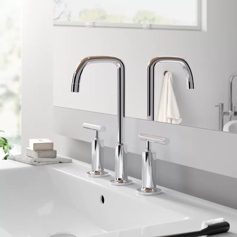 Purist Polished Chrome Double Handle Widespread Bathroom Faucet