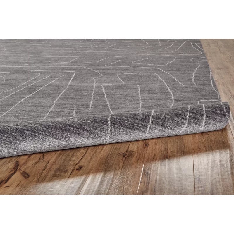 Lennox Abstract Hand-Loomed Gray Wool-Viscose 8' x 10' Rug
