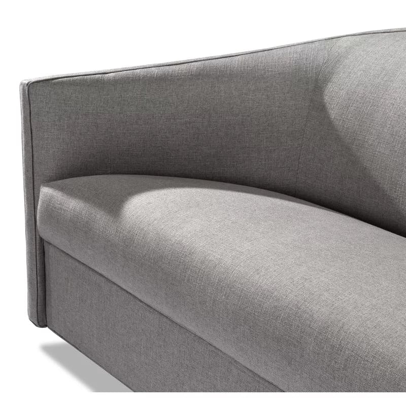 Interlude Pure Grey 99" Square Arm Sofa Couch with Wooden Accents