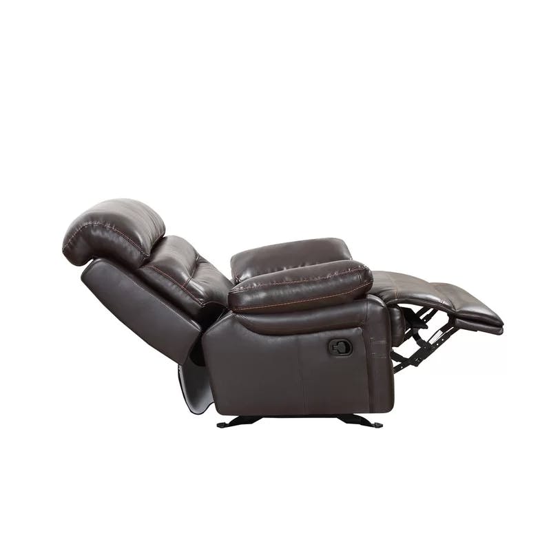 Luxurious 43" Brown Faux Leather Power Recliner with Metal Base