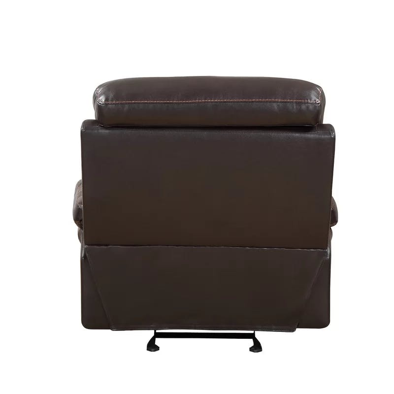 Luxurious 43" Brown Faux Leather Power Recliner with Metal Base