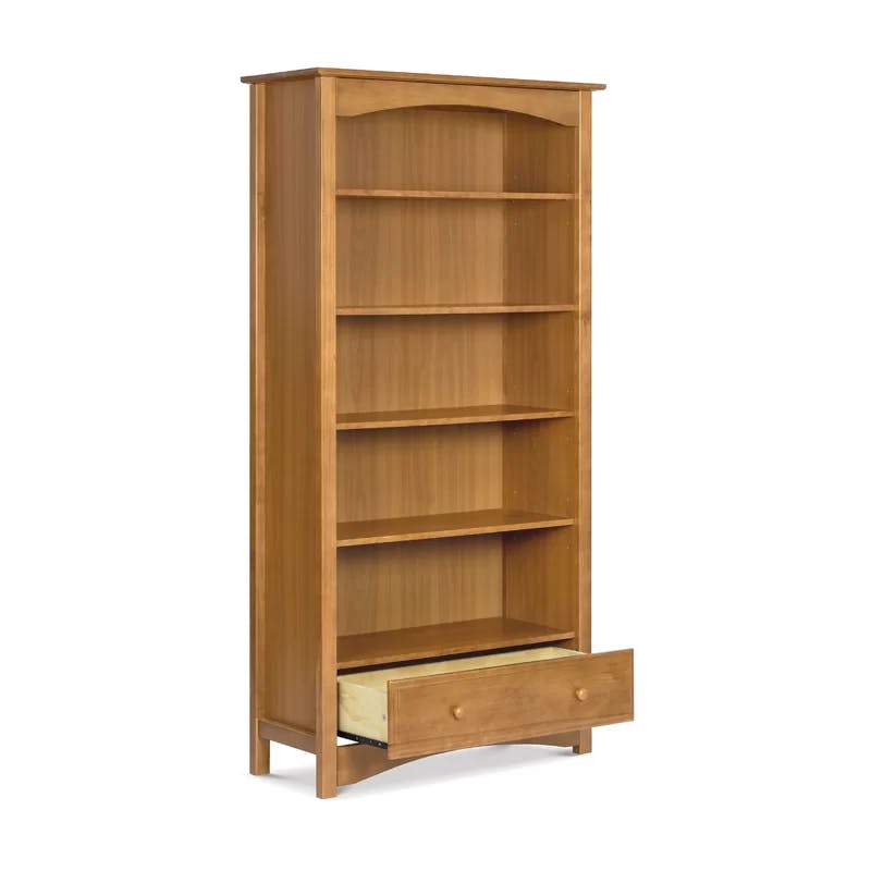 Espresso Adjustable 75'' Kids Bookcase with Spacious Drawer