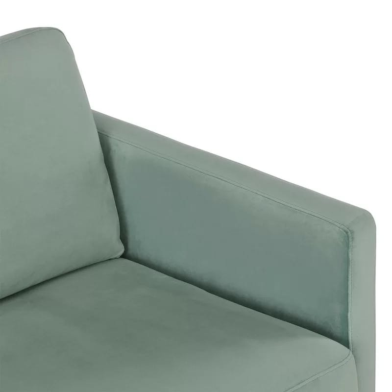 CosmoLiving Highland 66.9" Green Velvet Sofa with Tufted Back and Wood Accents