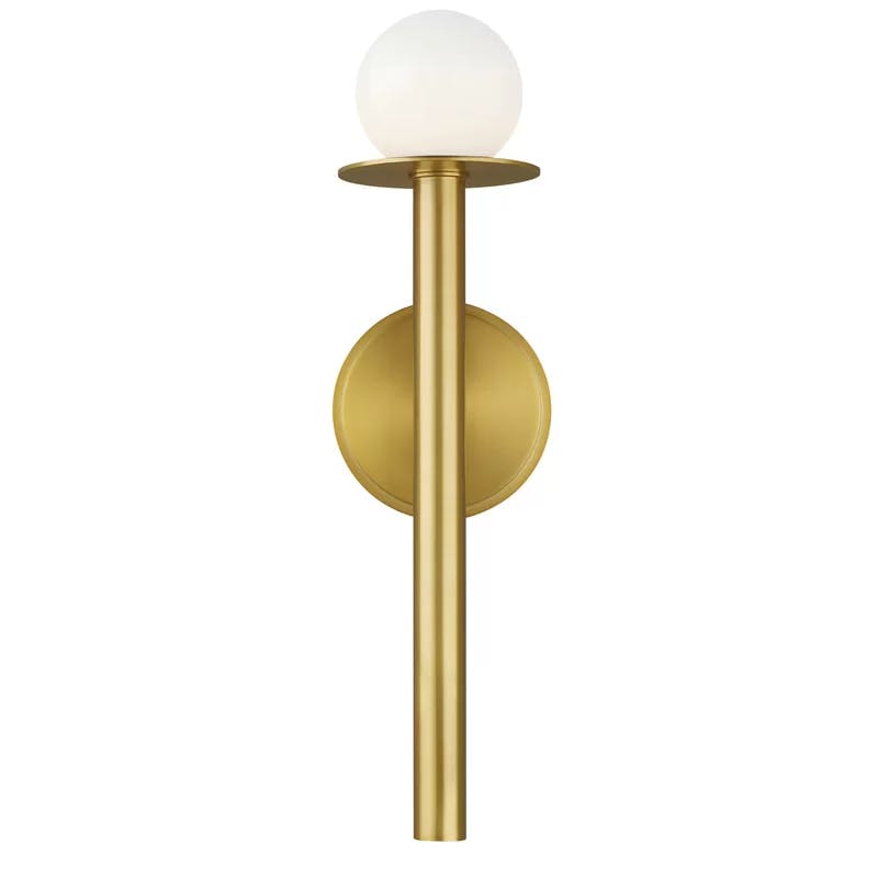 Burnished Brass Dimmable Wall Sconce with Milk White Globe