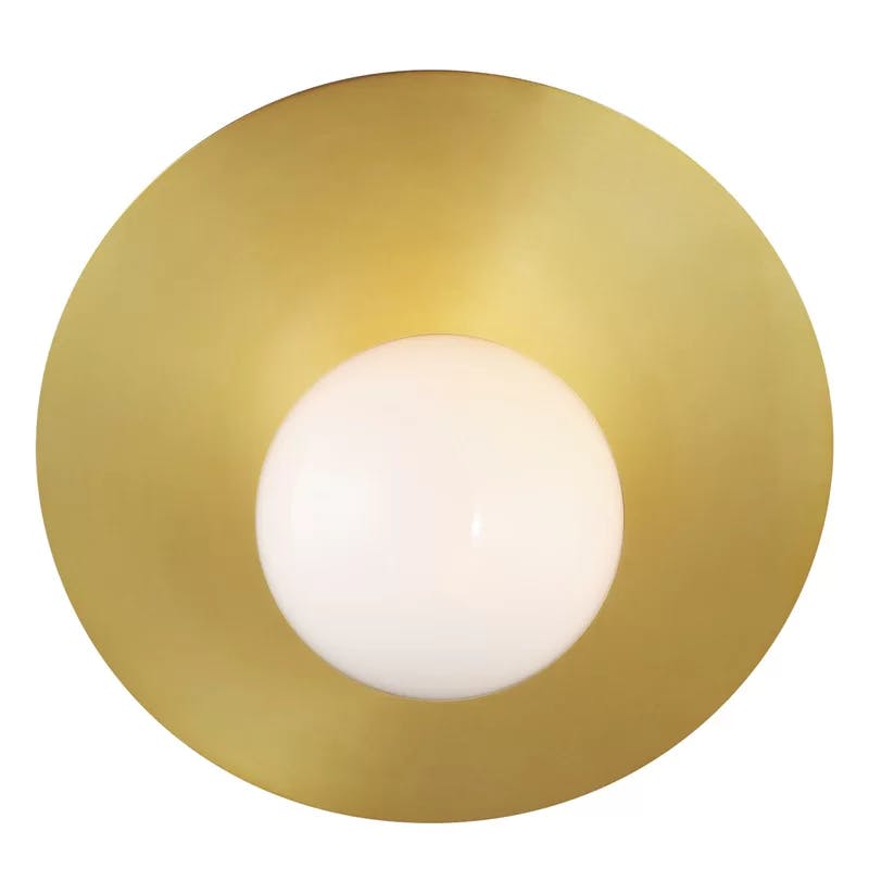 Burnished Brass Dimmable Sconce with Milk White Globe