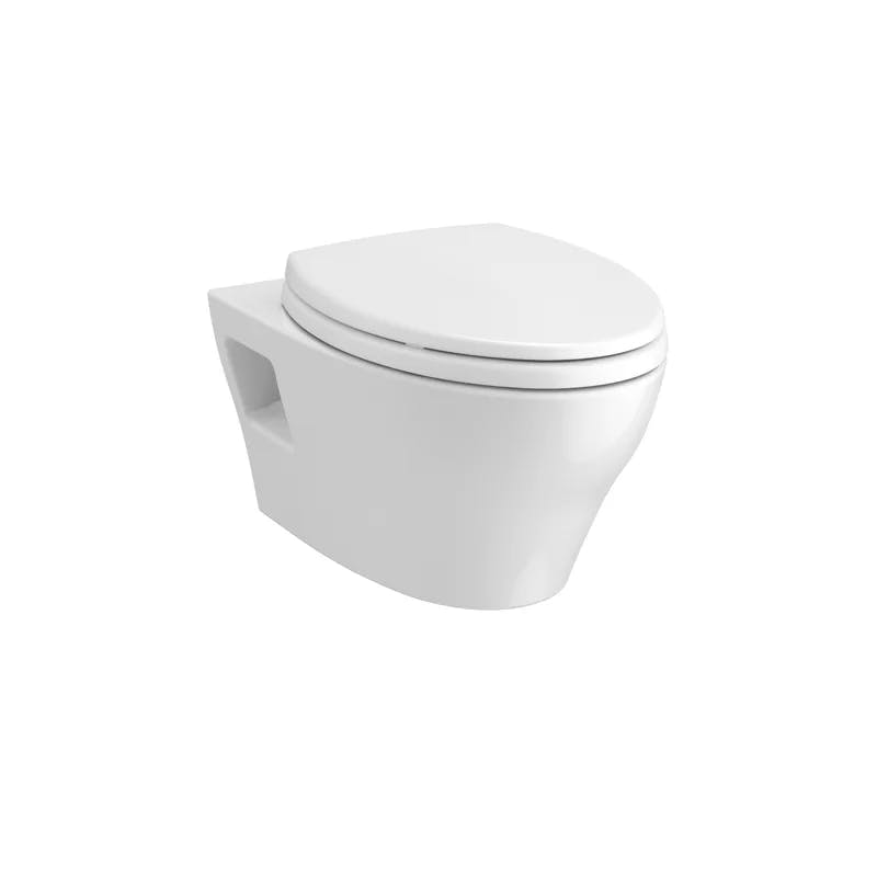 Modern White Wall-Hung Elongated Toilet Bowl with Dual-Flush Efficiency