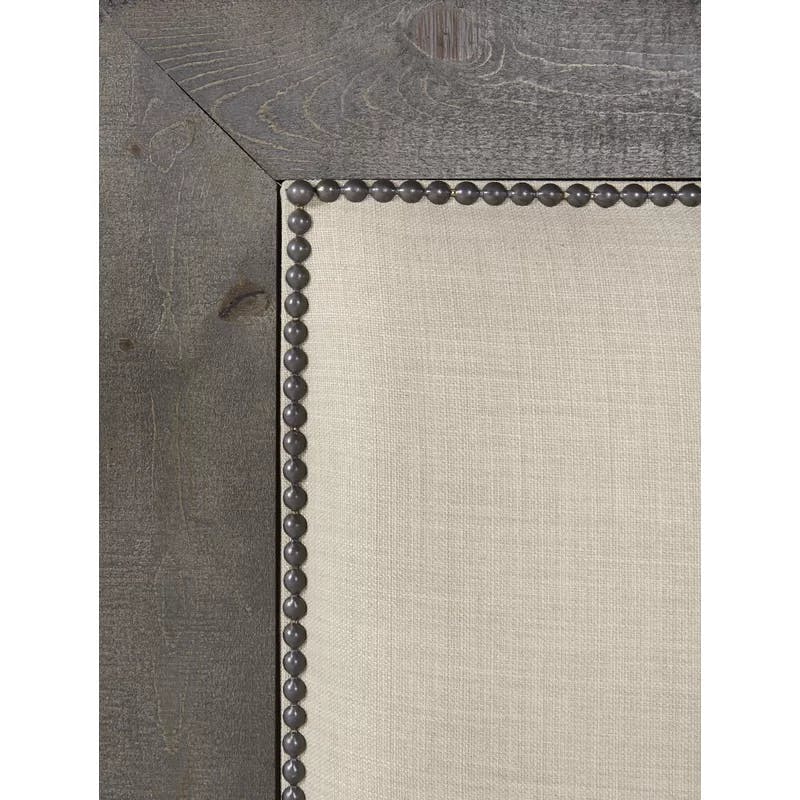 Willow Distressed Dark Gray King Upholstered Bed with Nailhead Trim