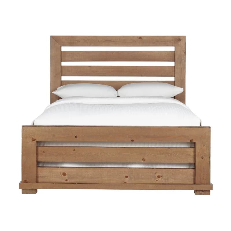 Rustic Farmhouse Queen Bed with Storage in Distressed Pine