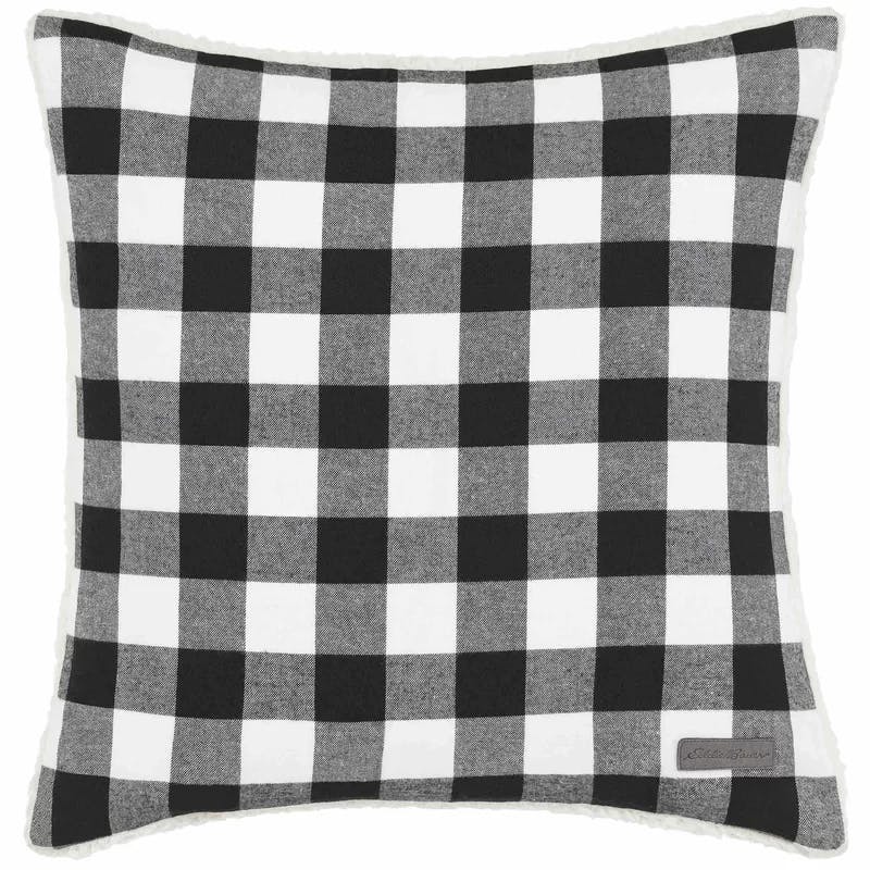 Rustic Cabin Plaid Sherpa & Faux Fur Throw Pillow Set - Black/White