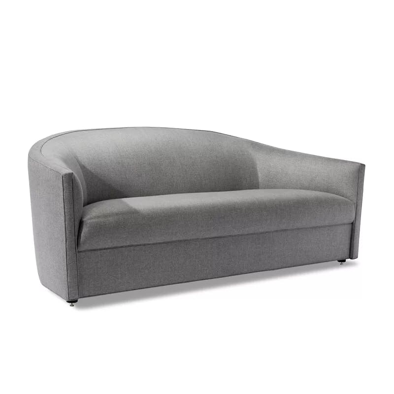 Interlude Pure Grey 99" Square Arm Sofa Couch with Wooden Accents
