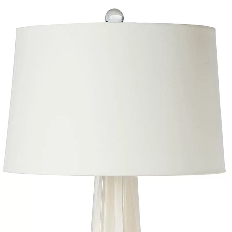 Elegant Star Silhouette White Glass Table Lamp with Linen Shade