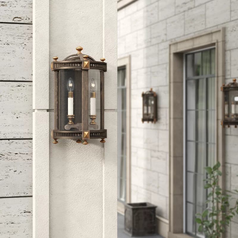 Beekman Elegance 20" Brass & Bronze Outdoor Wall Lantern