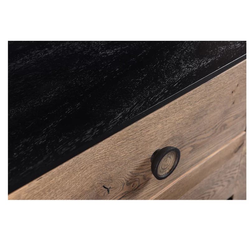 Heath 67'' Black and Brown Modern Rustic Oak Mango Sideboard