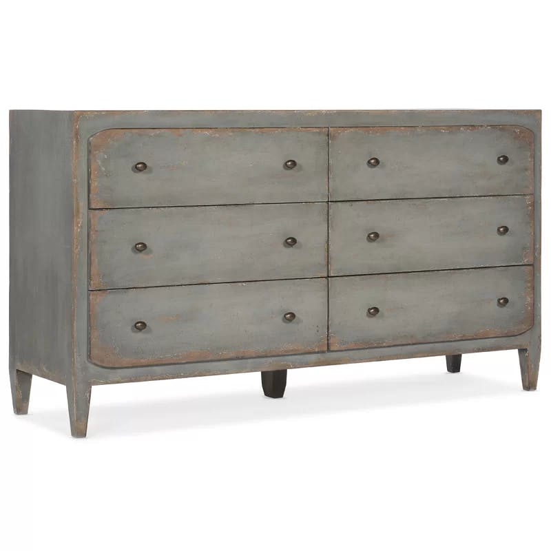 CiaoBella Transitional Gray 68" Double Dresser with Dovetail Drawers