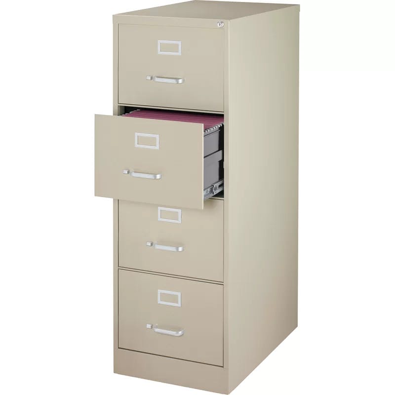 Sturdy Tan Steel 4-Drawer Legal File Cabinet with Lock