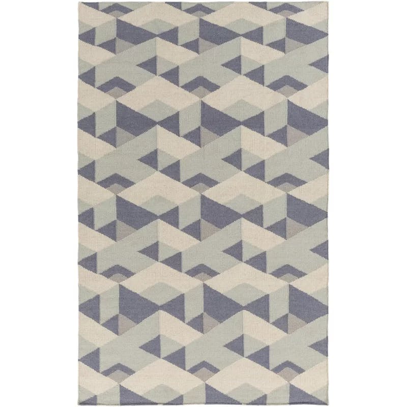 Handwoven Geometric Gray Wool 5' x 7' Area Rug