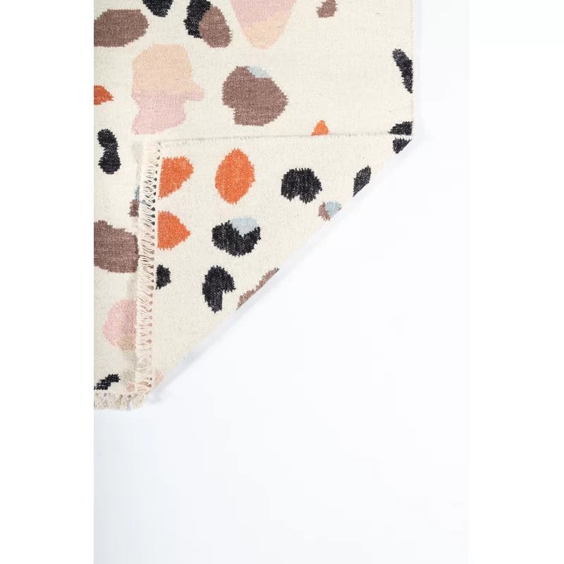 Jem Terri Ivory Geometric Handwoven Wool Blend Area Rug, 7'9" x 9'9"