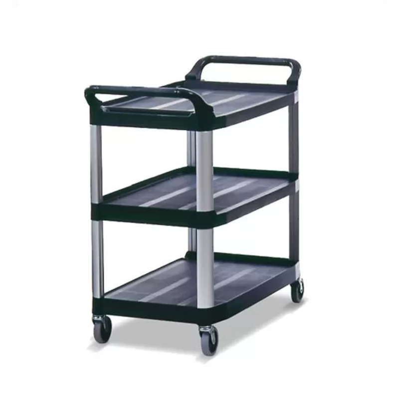 Rubbermaid 40'' Black 3-Shelf High-Density Polyethylene Utility Cart