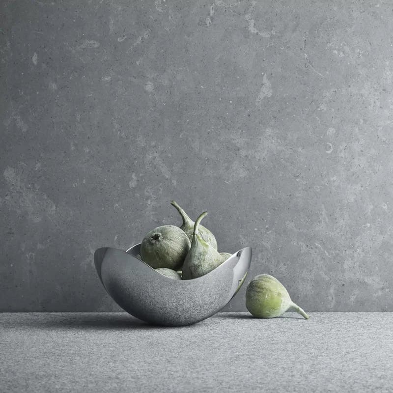 Scandinavian Minimalist Bloom Fruit Bowl in Polished Stainless Steel