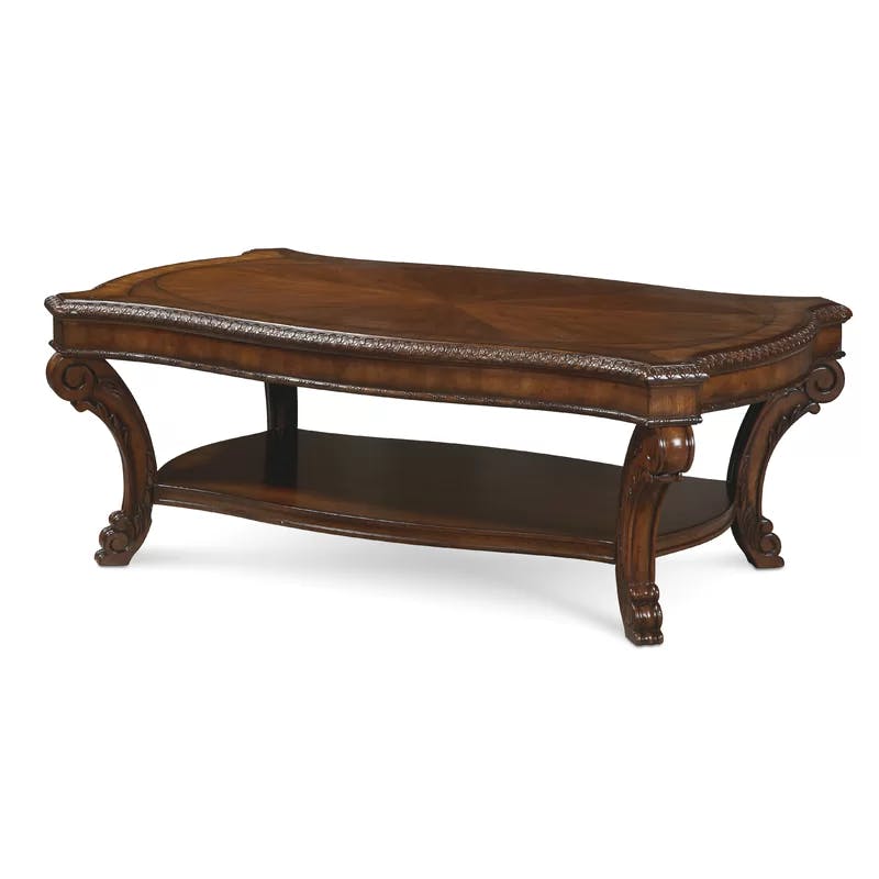 Old World 52" Oval Coffee Table in Warm Pomegranate