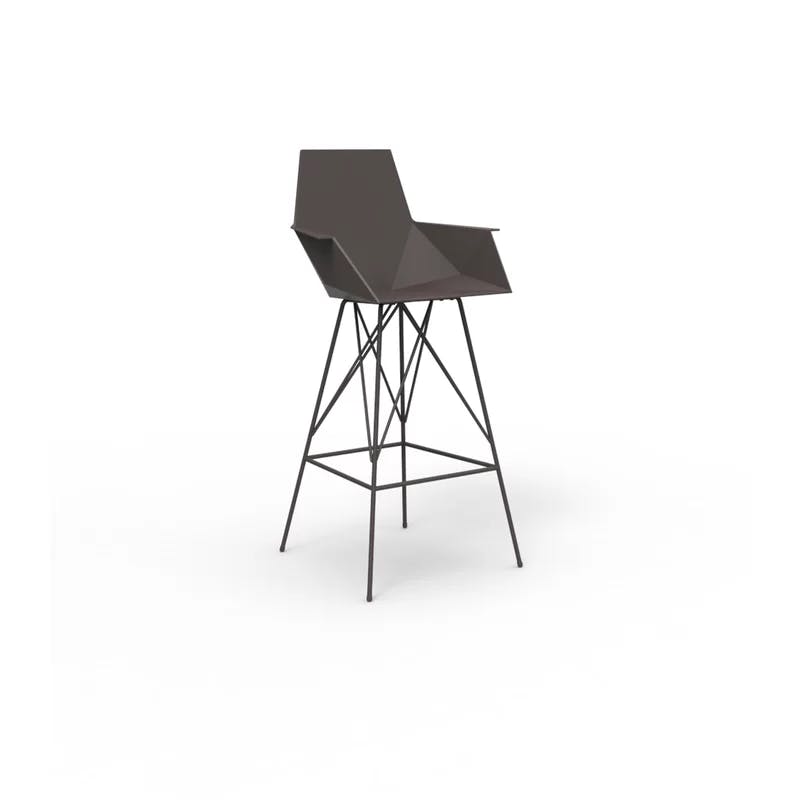Faz Mineral-Inspired White and Bronze Square Seat Outdoor Stool