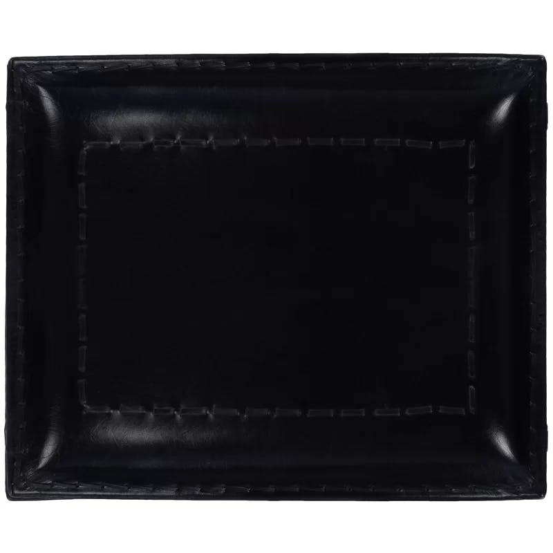 Melton Black Leather and Iron Folding Accent Stool
