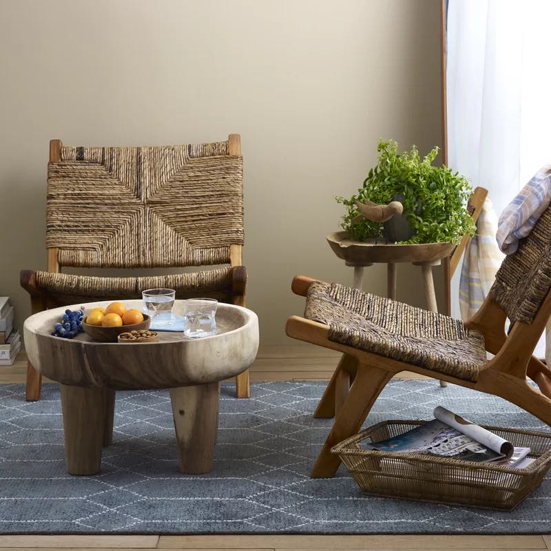 Copenhagen Solid Indonesian Mahogany and Banana Tree Bark Accent Chair