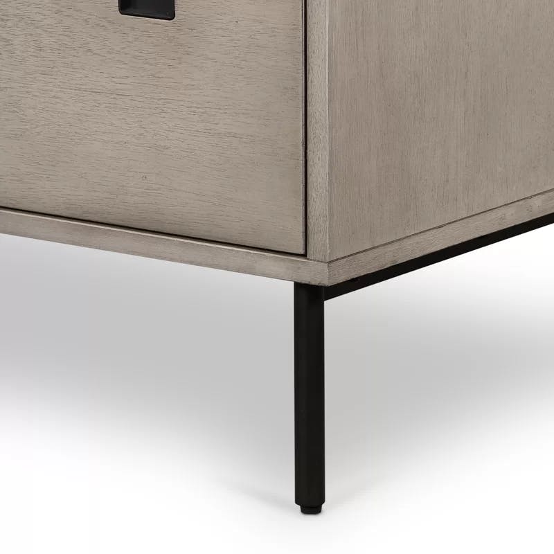 Modern Gray Acacia Veneer 5-Drawer Dresser with Iron Legs
