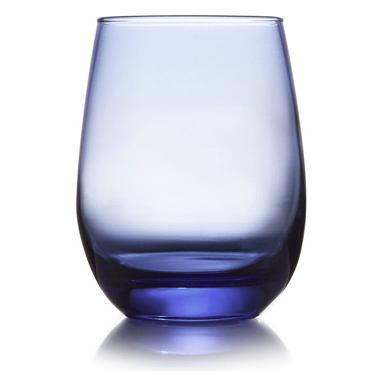 Libbey Classic Blue All-Purpose Stemless Wine Glasses, 15.25-ounce, Set of 6