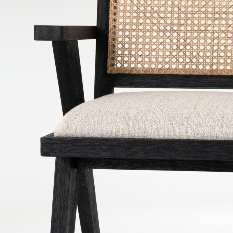 Annette Black Upholstered Cane Dining Chair