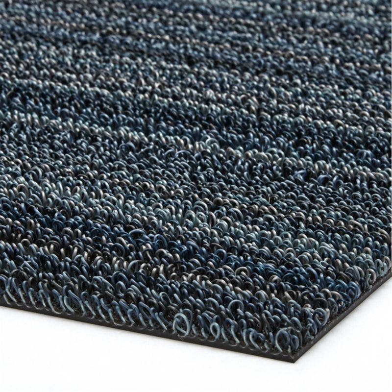 Chilewich Blue Stripe 24"x72" Easy Care Shag Doormat