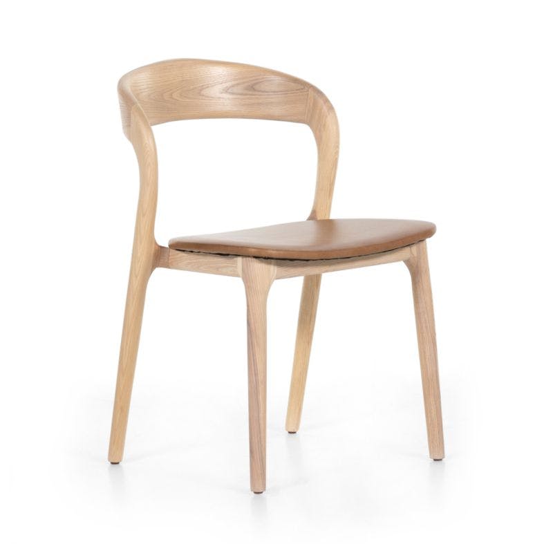 Amare Natural Wood and Beige Leather Dining Chair