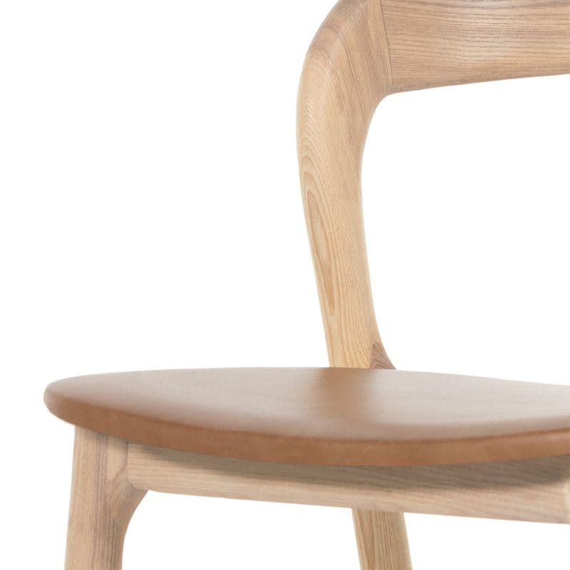 Gillie Natural Wood and Leather Dining Chair