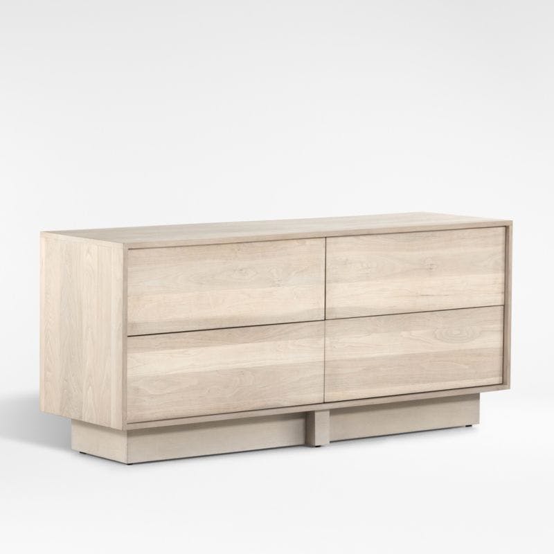 Luka Rustic Off White Pine Wood 4-Drawer Double Dresser