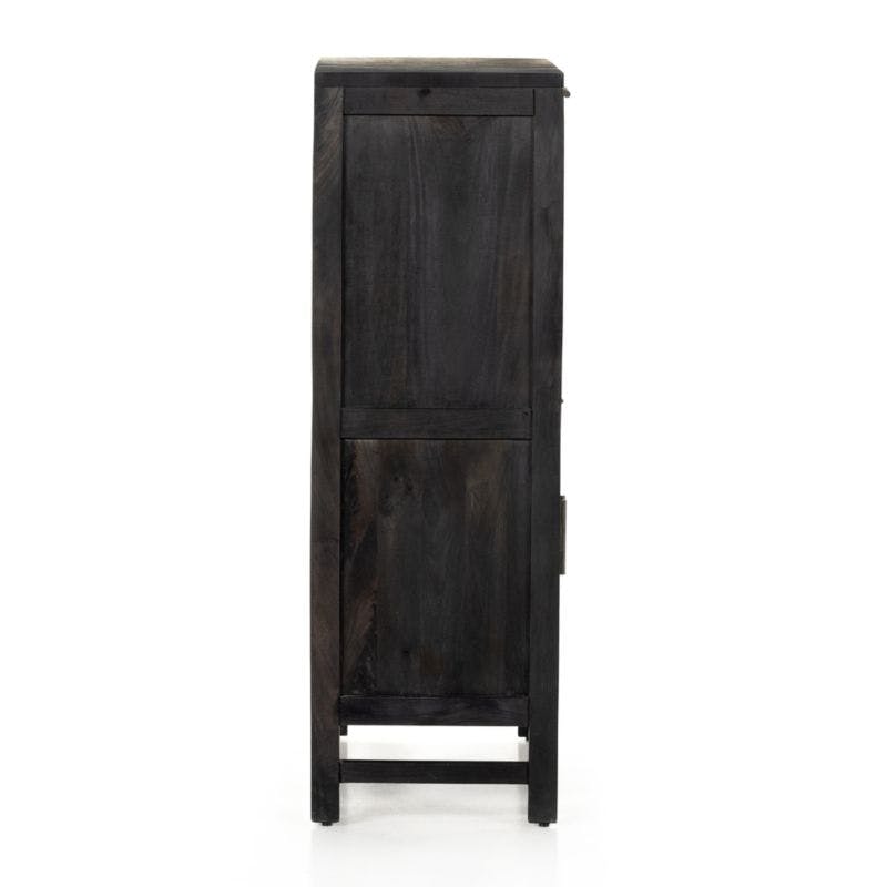 Libby Black Mango Wood Bar Cabinet with Storage
