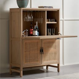 Libby Natural Mango Wood Bar Cabinet with Storage