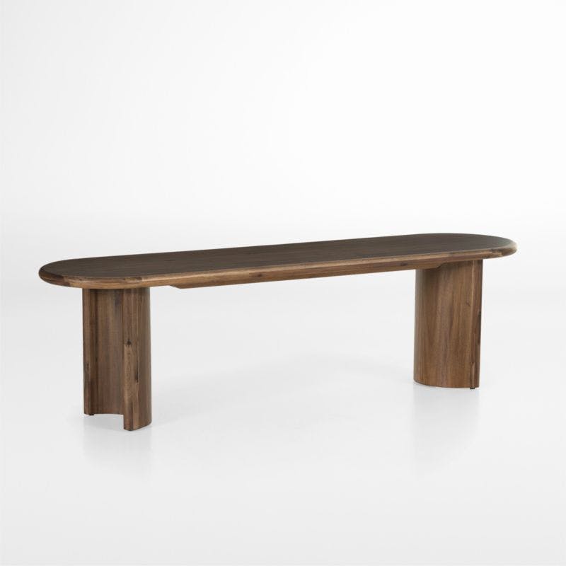 Paris Crescent Base Brown Acacia Wood Oval Dining Bench