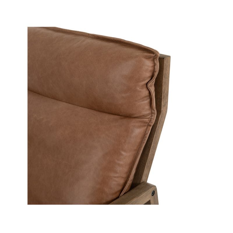 Jayden Rustic Brown Leather Wood Arm Chair