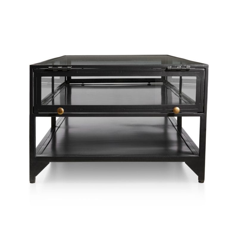 Ventana Black Glass Display Coffee Table with Shelf