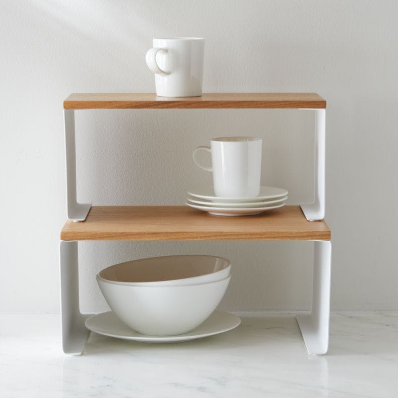 Tosca Small White Wood-Top Stackable Kitchen Rack