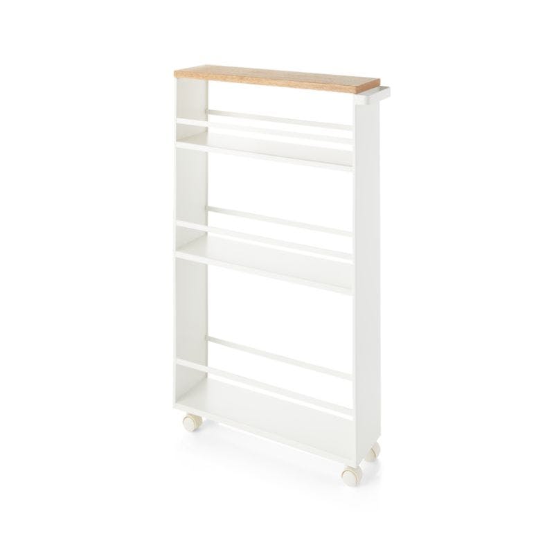Tower White Steel Three Tier Rolling Slim Storage Cart with Handle
