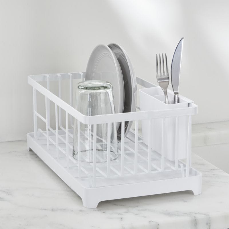 Tower White Steel Wire Dish Drainer Rack with Utensil Holder