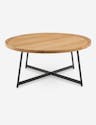 Niklaus 35" Round Coffee Table, Oak and Black Base