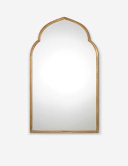 Kenneth Hollywood Regency Antique Gold Metal Frame Arch Wall Mirror