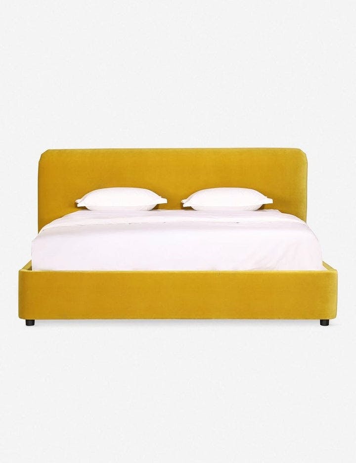 Zien Bed - Mustard Velvet / Queen