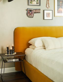 Zien Bed - Mustard Velvet / Queen