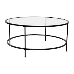 Flash Furniture Astoria Collection Round Coffee Table - Modern Clear Glass Coffee Table - Matte Gold Frame