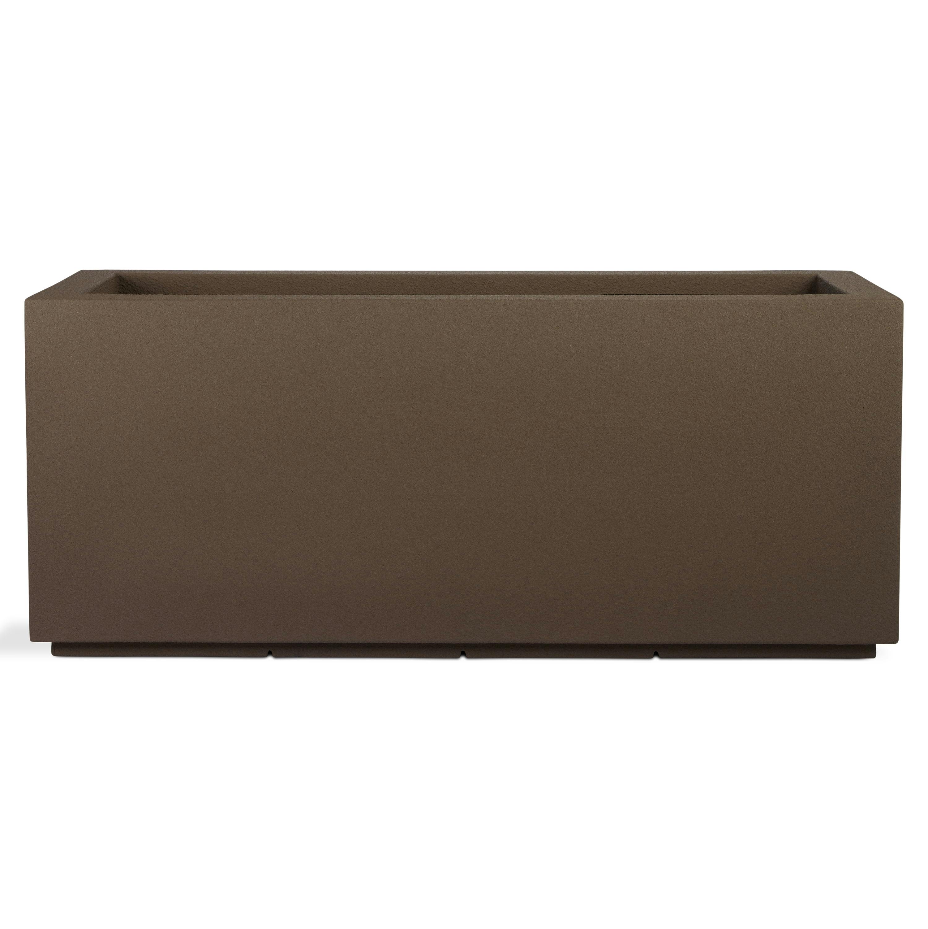 PolyStone Milan Tall Modern Outdoor/Indoor Rectangular Trough Planter, 46" L X 17" W X 19" H, Lightweight, Heavy Duty, Weather Resistant, Polymer Finish, Commercial and Residential (Chocolate Brown)