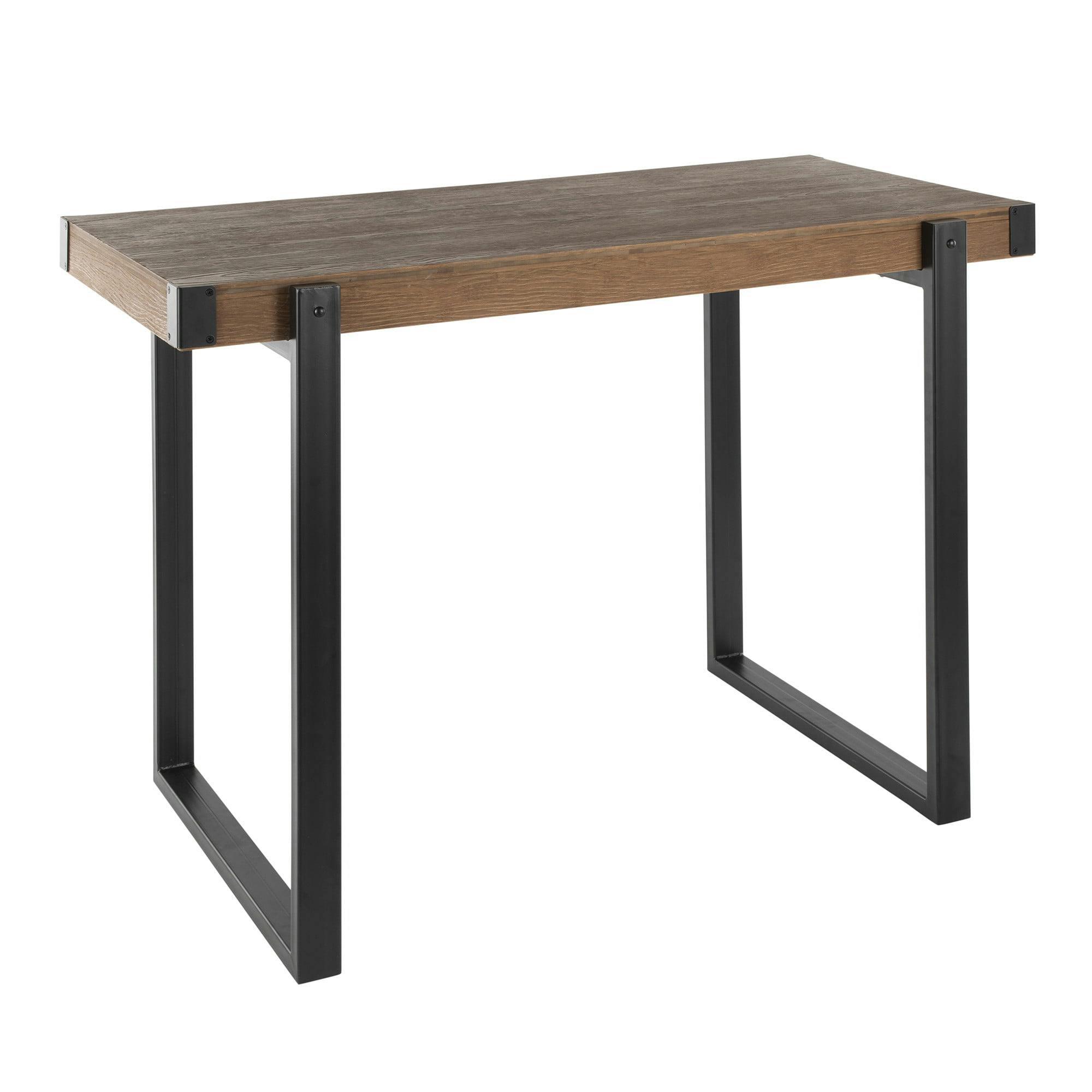 Odessa Black Metal and Brown Wood Counter Height Dining Table